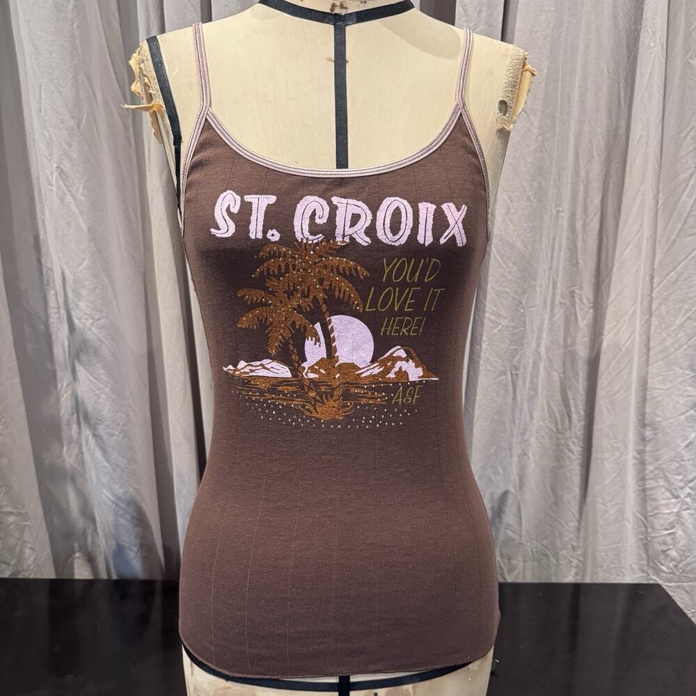 Rare Vintage 90’s St . Croix Cami Printed With Crystals With Original Tags! L